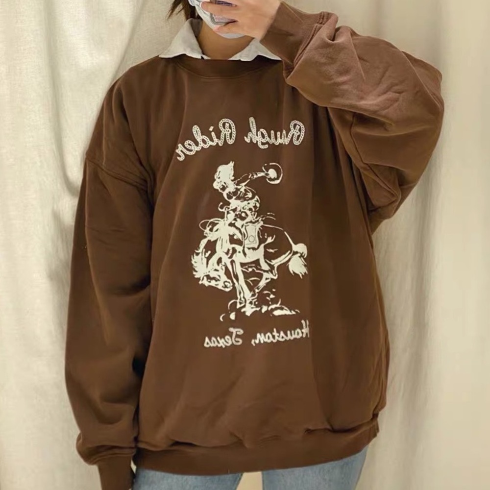 Brandy Melville Brown Rough Rider Erica Sweatshirt